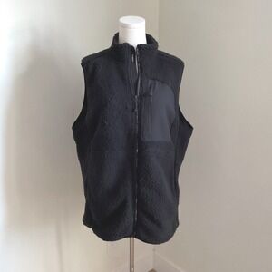 Motion Mountain Ops Shrp Vest Black Onyx Fleece Sherpa‎ Full Zip Mens Size M